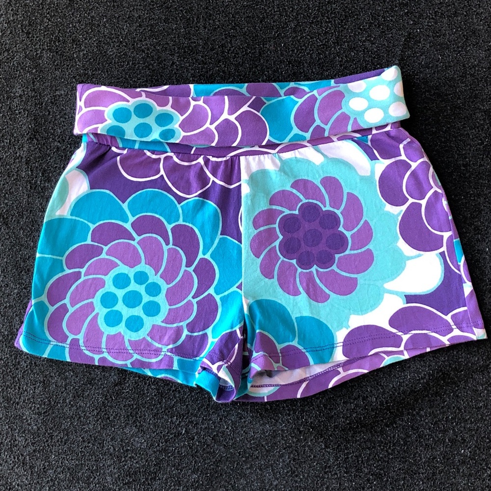 GAP Girl's Cotton Blend Floral Stretch Shorts With Folding Over Waist Size XL 12